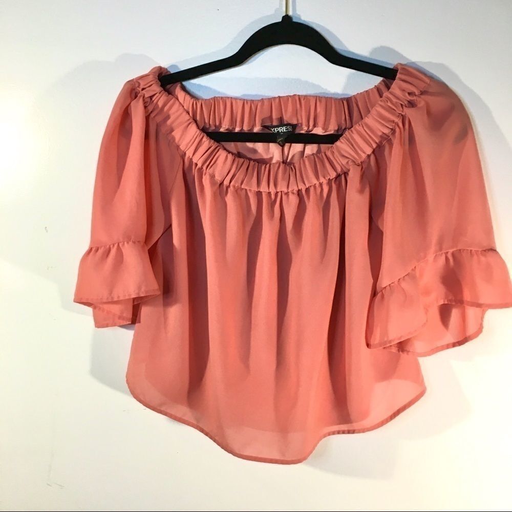 Express Ruffle off the shoulder Crop Top Size XS - Picture 6 of 10